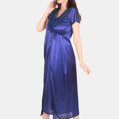 Be You Floral Lace Shoulder Straps Satin Maxi Nightdress With Robe