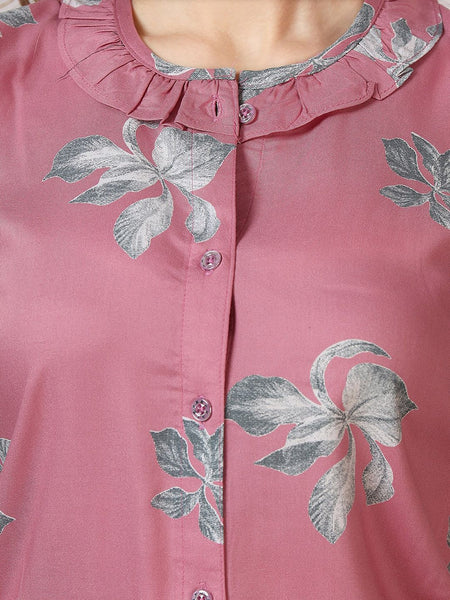 Be You Floral Printed Ruffles Night Suit
