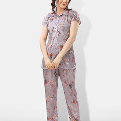 Be You Floral Printed Satin Night suit