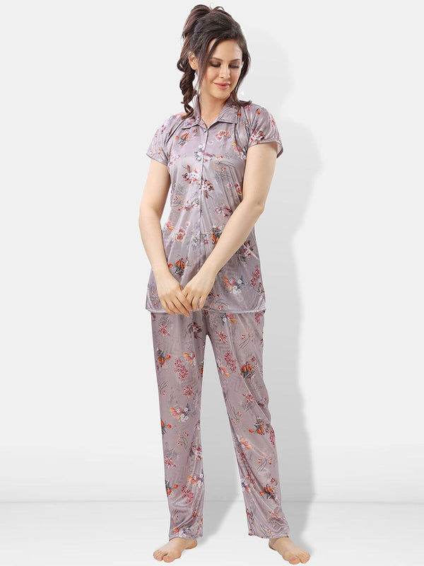 Be You Floral Printed Satin Night suit