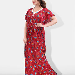 Be You Floral Printed V-Neck Satin Kaftan Nightdress