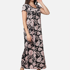 Be You Peach-Coloured Printed Maxi Nightdress