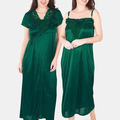 Be You Floral Lace Shoulder Straps Satin Maxi Nightdress With Robe