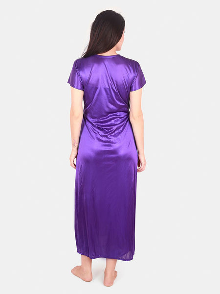 Be You Floral Lace Shoulder Straps Satin Maxi Nightdress With Robe