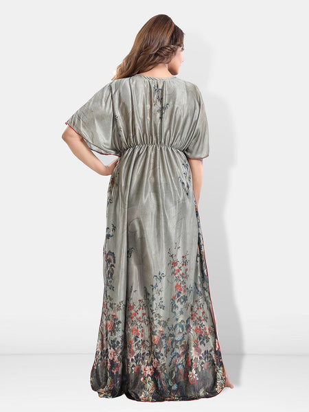 Be You Printed Satin Maxi Kaftan Nightdress