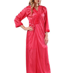 Be You Square Neck Lace Up Details Satin Maxi Nightdress With Robe