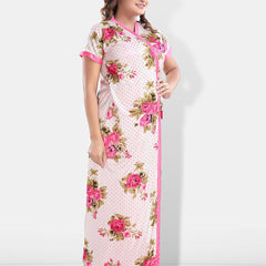 Be You Floral Printed Maxi Satin Nightdress With Robe