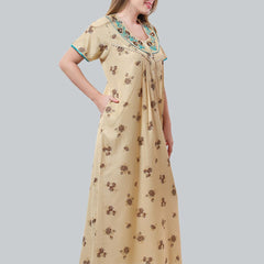 Be You Cream-Coloured Embroidered Maxi Nightdress