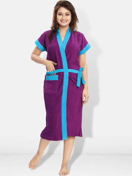 Be You Violet Pure Cotton Absorbent Bath Robe