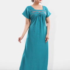 Be You Floral Embroidered Square Neck Maxi Sweat Nightdress