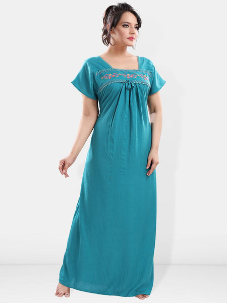 Be You Floral Embroidered Square Neck Maxi Sweat Nightdress
