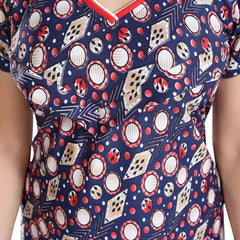 Be You Geometric Printed Satin Maternity Feeding Maxi Nightdress