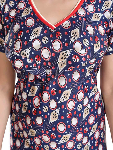 Be You Geometric Printed Satin Maternity Feeding Maxi Nightdress