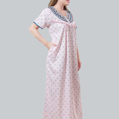 Be You Pink Embroidered Maxi Nightdress