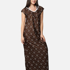 Be You Brown Printed Maxi Nightdress