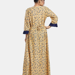 Be You Floral Printed V-Neck Satin Maxi Sweat Nightdress
