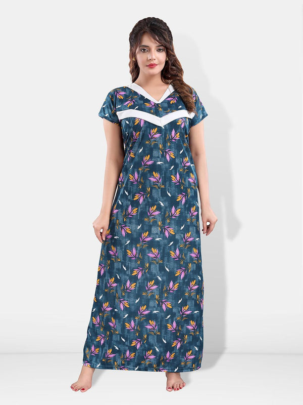 Be You Floral Printed Maternity Satin Maxi Nightdress