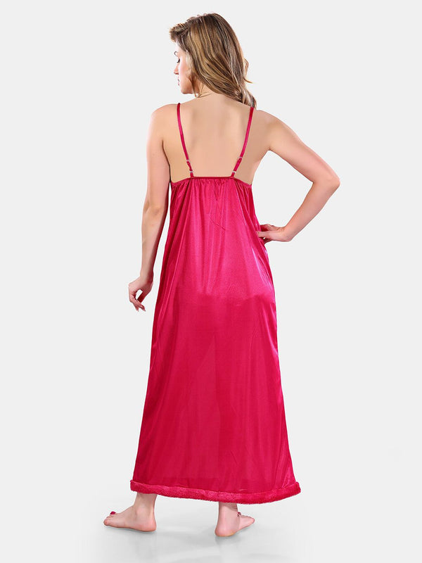 Be You V-Neck Long Sleevs Satin Maxi Nightdress With Robe