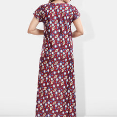 Be You Floral Printed Maxi Satin Maternity Nightdress