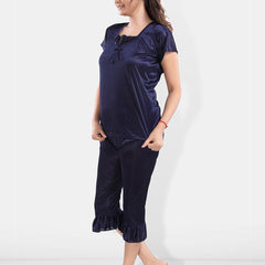 Be You Square Neck Satin Night Suit With Robe