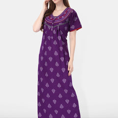 Be You Printed And Embroidered Maxi Nightdress