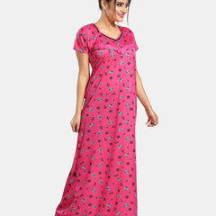 Be You Floral Printed Satin Maternity Maxi Sweat Nightdress