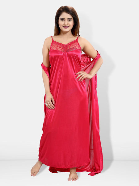 Be You 6 Pieces Satin Maxi Nightdress