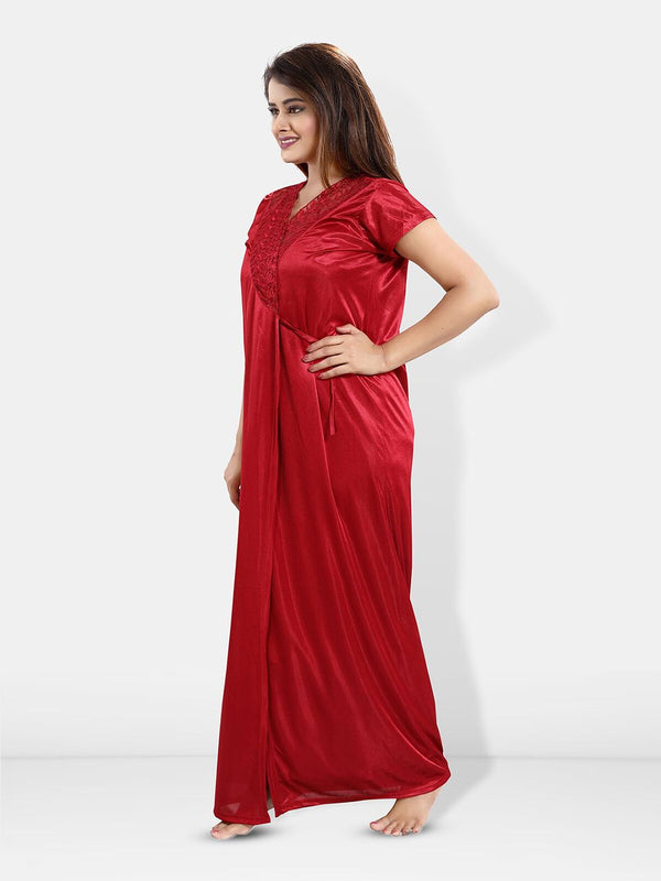 Be You 6 Pieces Satin Maxi Nightdress