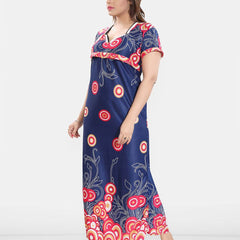 Be You Printed Women Satin Maternity Maxi Nightdress