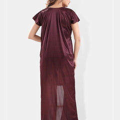 Be You Shoulder Straps Satin Night Suit With Robe