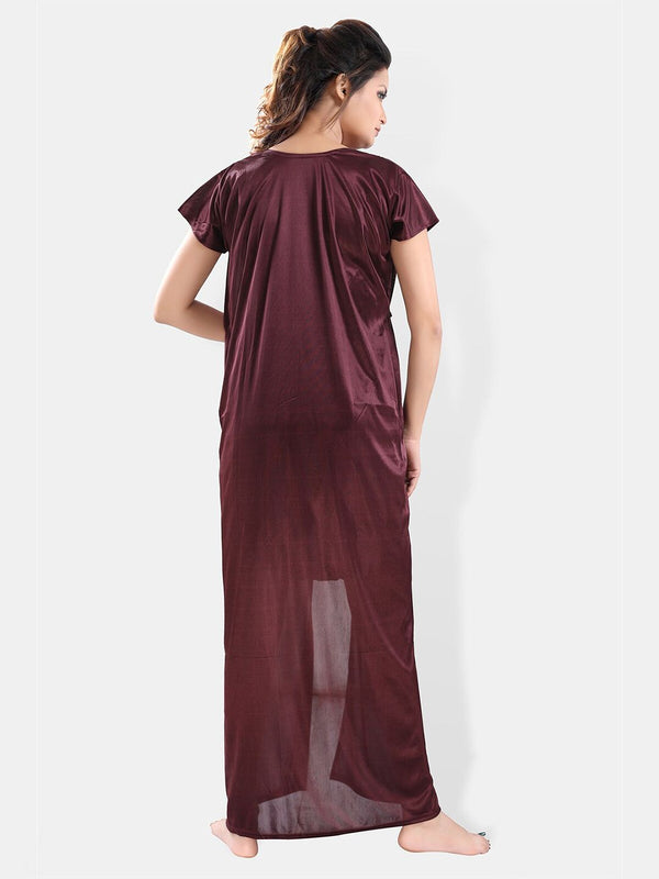 Be You Shoulder Straps Satin Night Suit With Robe