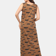 Be You Brown Printed Maxi Nightdress