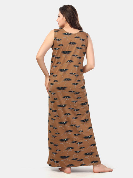 Be You Brown Printed Maxi Nightdress