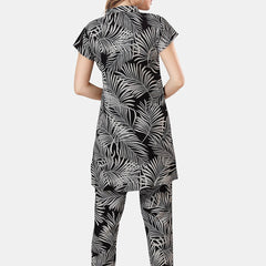 Be You Tropical Printed Mandarin Collar Longline Night Suit