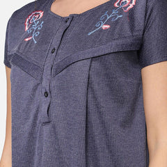 Be You Blue Embroidered Maxi Nightdress