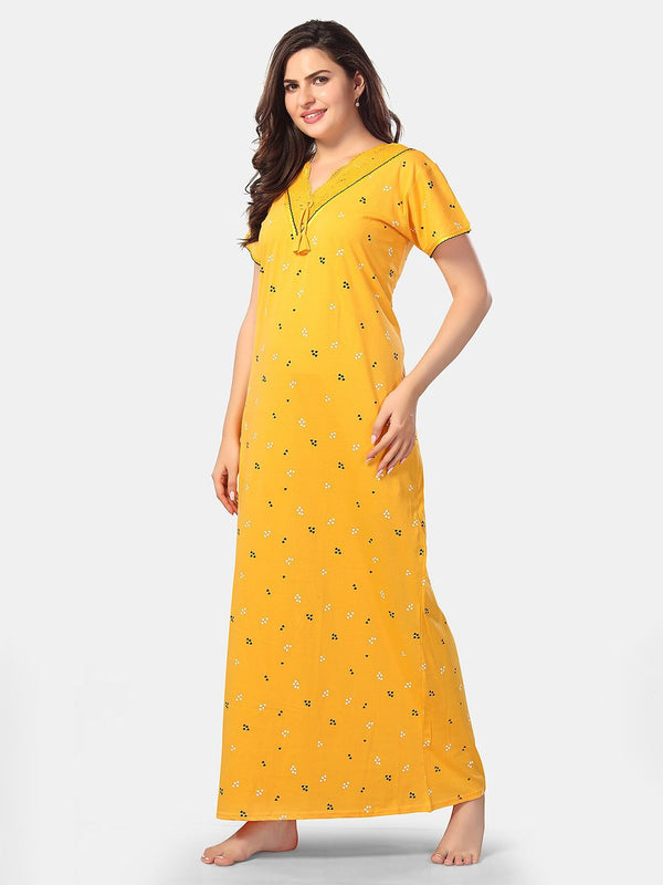 Be You Conversational Printed V-Neck Maxi Nightdress