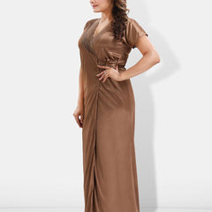 Be You 6 Pieces Satin Maxi Nightdress Set With Robe And Lingerie Set