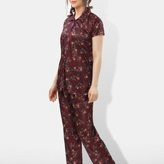 Be You Printed Satin Shirt & Pyjama Night suit