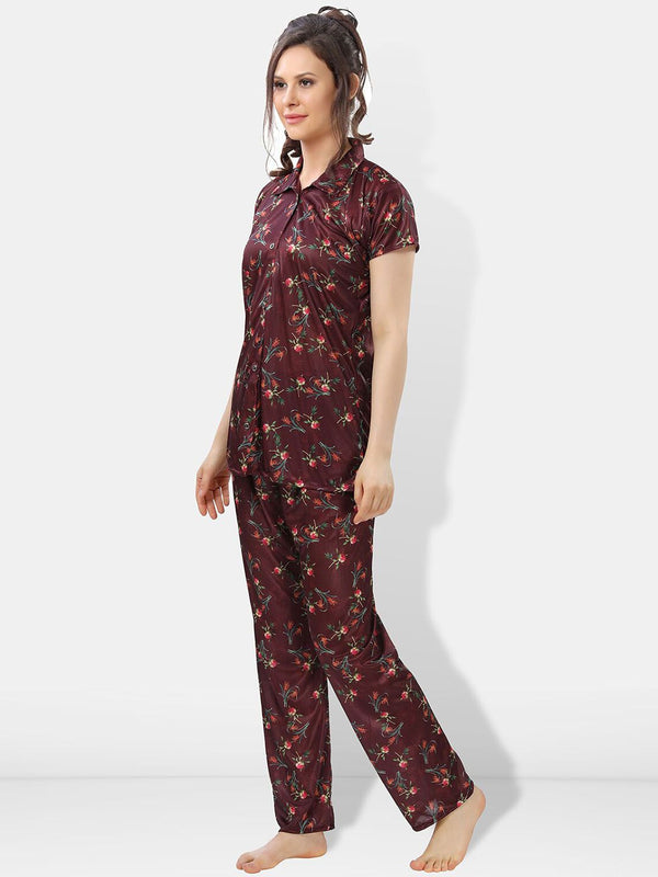 Be You Printed Satin Shirt & Pyjama Night suit