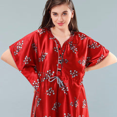 Be You Red Printed Maxi Kaftan Nightdress