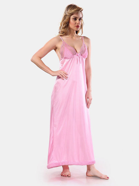 Be You V Neck Lace Up Details Satin Nightdress With Robe