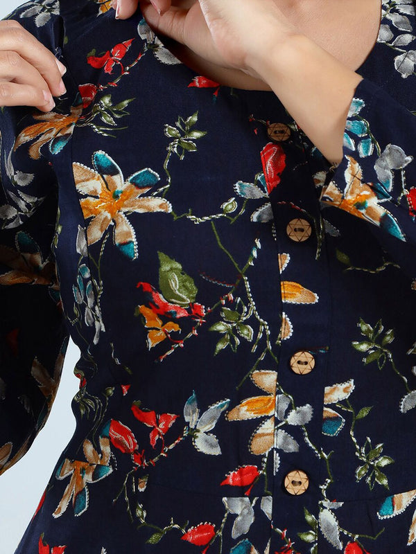 Be You Floral Printed Maternity Straight Kurta