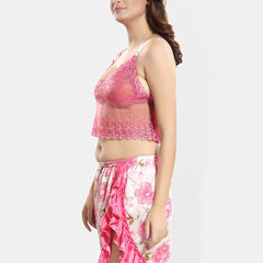 Be You Floral Self Design Satin Cami With Skirt & Robe