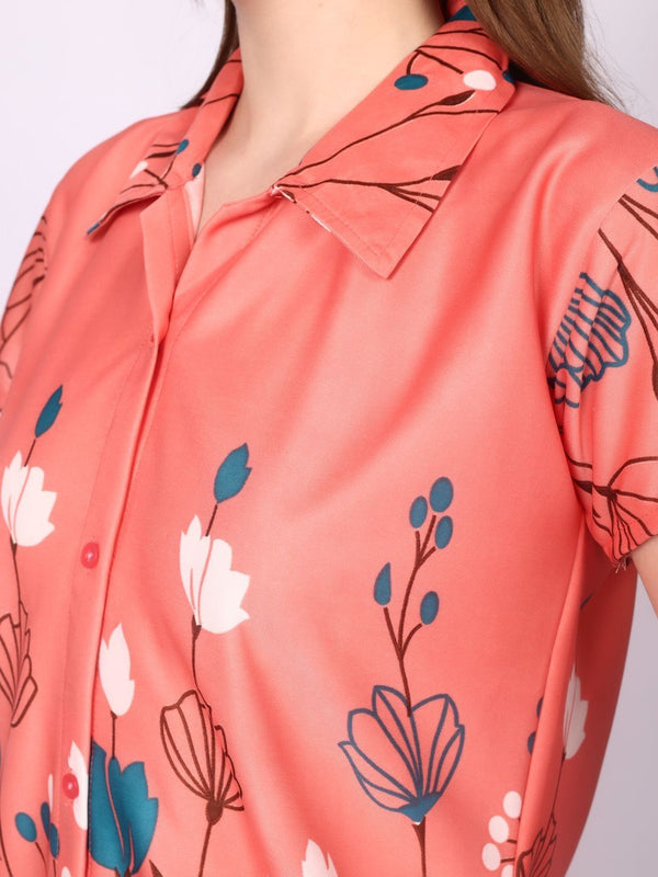 Be You Women Floral Printed Top & Pyjama Night suit