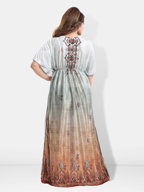 Be You Printed Satin Maxi Kaftan Nightdress