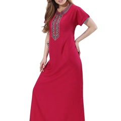 Be You Pink Embroidered Maxi Nightdress