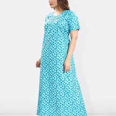 Be You Polka Dots Printed Pure Cotton Maxi Nightdress