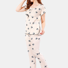 Be You Conversational Printed Satin Night Suit