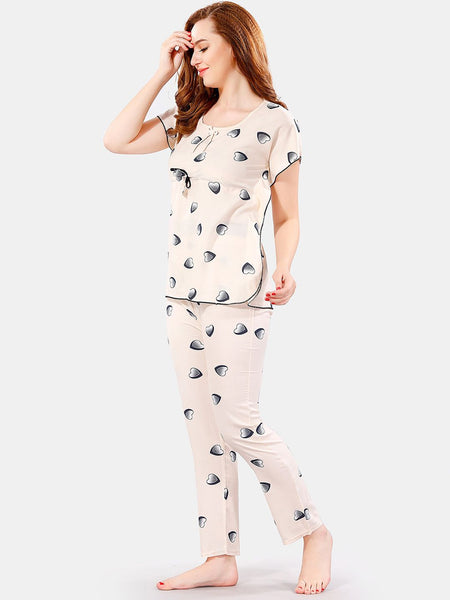 Be You Conversational Printed Satin Night Suit