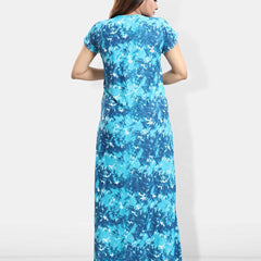 Be You Abstract Printed Maxi Satin Maternity Nightdress